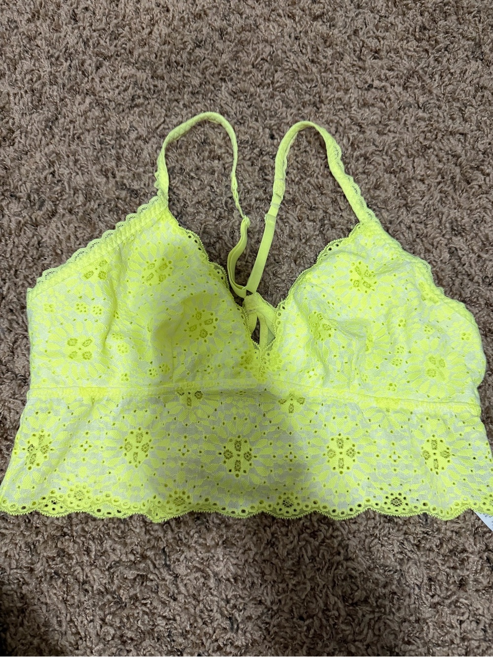 Aerie Neon Yellow Lace Bralette